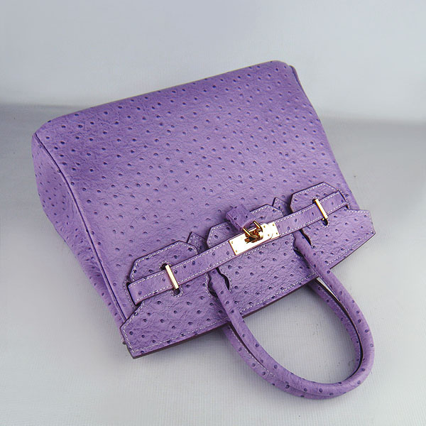 Replica Hermes Birkin 30CM Ostrich Veins Handbag Purple 6088 On Sale